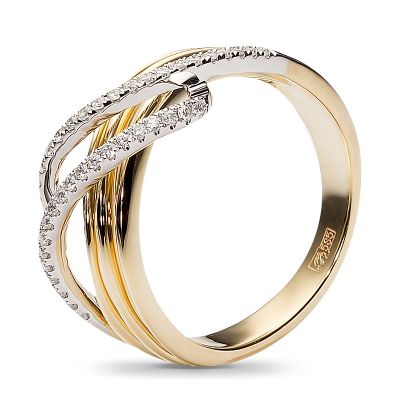 Кольцо с 40 бриллиантами из комбинированного золота