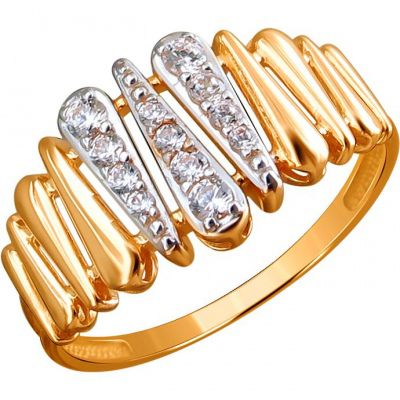 Кольцо с 12 фианитами из красного золота