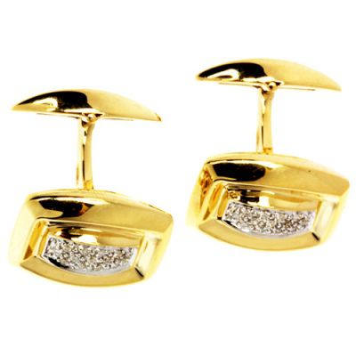 Запонки с бриллиантами из желтого золота