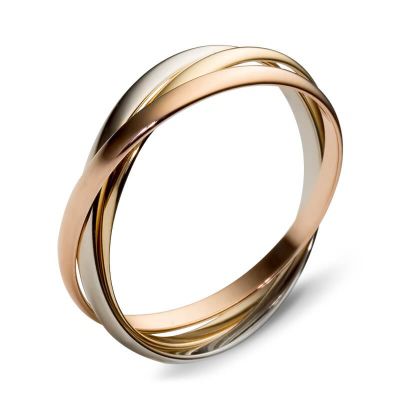 Тройное Обручальное кольцо-картье из комбинированного золота