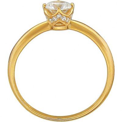 Кольцо с фианитом и кристаллами swarovski из жёлтого золота