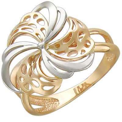 Кольцо Цветок из комбинированного золота