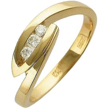 Кольцо с 3 бриллиантами из жёлтого золота 750 пробы