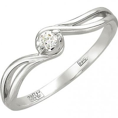 Кольцо с бриллиантом из белого золота