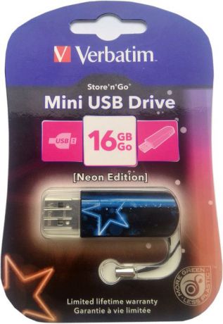 Verbatim Mini Neon Edition 16Gb (синий)