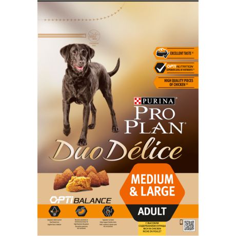 Сухой корм Purina Pro Plan DUO DELICE для взрослых собак с курицей и рисом, Пакет, 2,5 кг 12340478