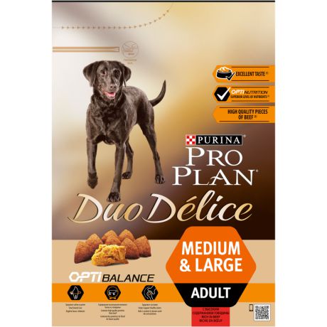 Сухой корм Purina Pro Plan DUO DÉLICE для взрослых собак с говядиной и рисом, Пакет, 2,5 кг 12340493