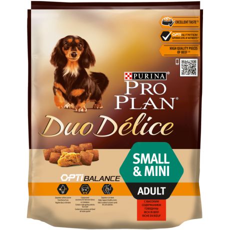 Сухой корм Purina Pro Plan DUO DELICE для взрослых собак мелких и карликовых пород с говядиной и рисом, Пакет, 700 г 12340410