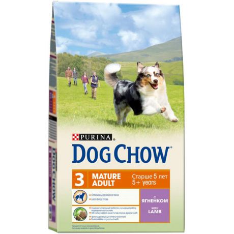Сухой корм Purina Dog Chow для взрослых собак старше 5 лет с ягненком, пакет, 800 г 12276248
