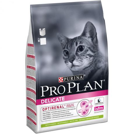 Сухой корм Purina Pro Plan для кошек с чувствительным пищеварением и привередливых к еде с ягненком, пакет, 3 кг 12381690