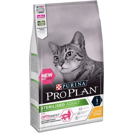 Сухой корм Purina Pro Plan для стерилизованных кошек и кастрированных котов с чувствительным пищеварением, с курицей, пакет, 1.5 кг 12370474
