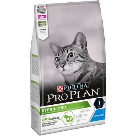 Сухой корм Purina Pro Plan для стерилизованных кошек и кастрированных котов, с кроликом, пакет, 1.5 кг 12369076