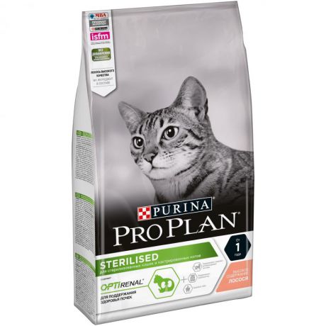 Сухой корм Purina Pro Plan для стерилизованных кошек и кастрированных котов, лосось, пакет, 1,5 кг 12369072