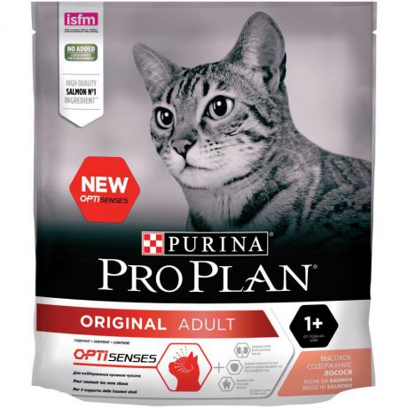 Сухой корм для взрослых кошек Purina Pro Plan Adult, лосось, пакет, 400 г 12372505