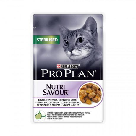 Консервы Purina Pro Plan для стерилизованных кошек и кастрированных котов, индейка, пауч, 85 г 12287047