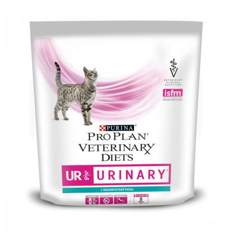 Сухой корм Purina Pro Plan Veterinary Diets UR Urinary для кошек с болезнями нижних отделов мочевыводящих путей, океаническая рыба, пакет, 350 г 12274133
