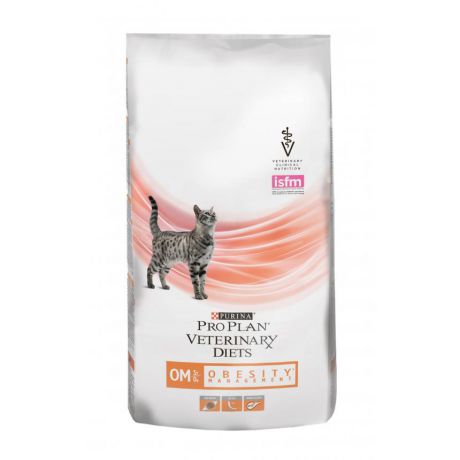Сухой корм Purina Pro Plan Veterinary Diets OM для кошек с ожирением, пакет, 1,5 кг 12274499