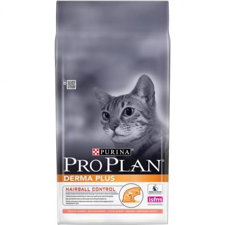 Сухой корм Purina Pro Plan Derma Plus для кошек с чувствительной кожей, лосось, пакет, 10 кг 12243858