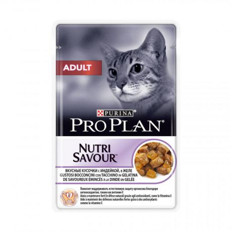 Консервы для взрослых кошек Purina Pro Plan Adult, индейка, пауч, 85 г 12286804