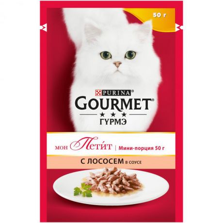 Консервы для кошек Purina Gourmet Mon Petit, лосось, пауч, 50 г 12287079
