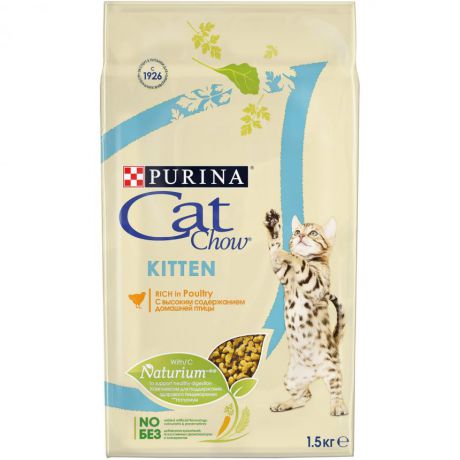 Сухой корм для котят Purina Cat Chow, домашняя птица, пакет, 1,5 кг 12309195