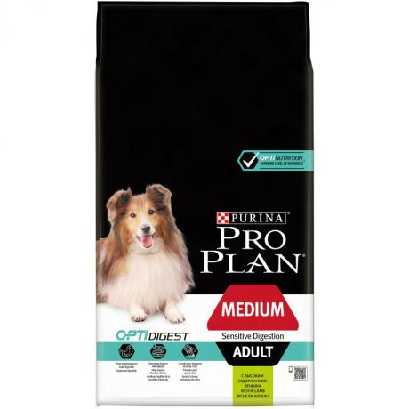 Сухой корм Purina Pro Plan для взрослых собак средних пород с чувствительным пищеварением, ягнёнок, пакет, 7 кг 12278923