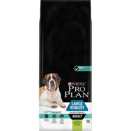 Сухой корм Purina Pro Plan для собак крупных пород с мощным телосложением с чувствительным пищеварением, ягнёнок, пакет, 14 кг 12294786
