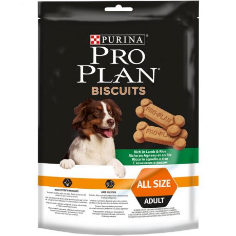 Лакомство для собак Purina Pro Plan Biscuits с ягненком и рисом, пакет, 400 г 12333276