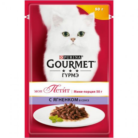 Консервы для кошек Purina Gourmet Mon Petit, ягнёнок, пауч, 50 г 12287077