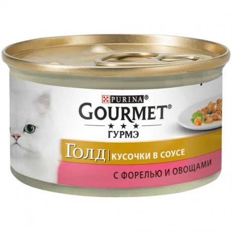Консервы для кошек Purina Gourmet Gold, форель и овощи, банка, 85 г 12109500