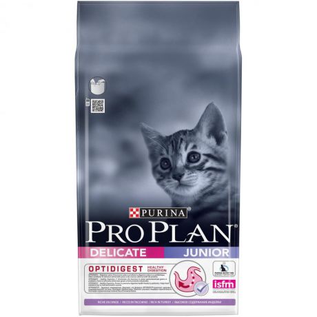 Сухой корм Purina Pro Plan Delicate Junior для котят с чувствительным пищеварением, индейка, пакет, 1,5 кг 12293286