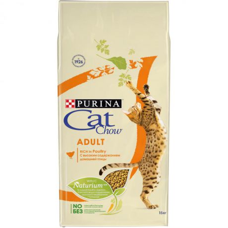Сухой корм для взрослых кошек Purina Cat Chow, домашняя птица, пакет, 15 кг 12309182