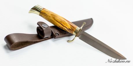 Нож Финка НКВД, сталь М-390, карельская береза, мельхиор