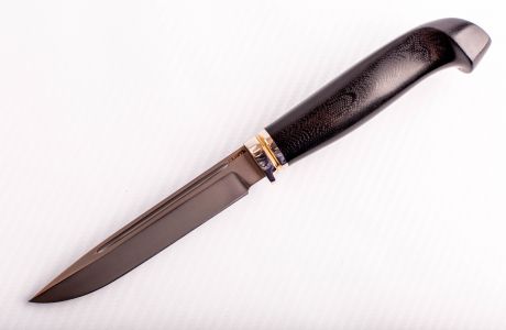 Нож Финка Разведка-2 M390, мельхиор, черная микарта