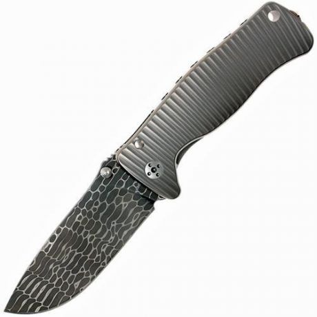 Нож складной SR-2 Mini, Solid® Gray Anodized Titanium Handle, Chad Nichols Damascus "Lizard" Pattern