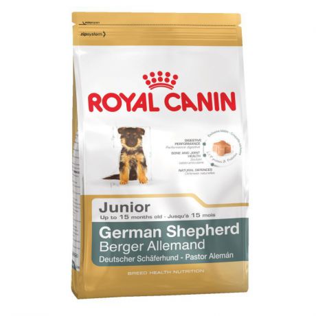 Сухой корм Royal Canin German Shepherd Junior для щенков немецкой овчарки с 2 до 15 месяцев, 12 кг