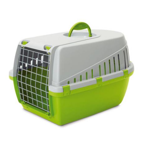 Savic S3260 Trotter-1 переноска для кошек и собак, металлическая дверка, зеленый лимон/серая, 49*33*30см