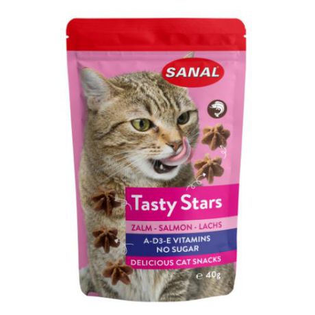 Лакомство Sanal Tasty Stars Salmon для кошек, 40гр