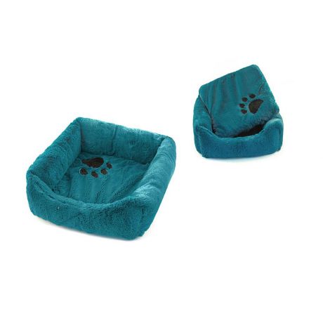 Zoo-M Belka лежанка для кошек и собак с подушкой, бирюзовая 45*45*15 см