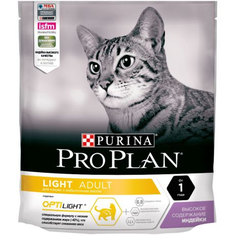 Pro Plan Light сухой корм с индейкой для кошек с избыточным весом, 400 гр