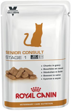 Влажный корм-паучи Royal Canin Senior Consult Stage 1 для котов и кошек старше 7 лет, 100 гр.