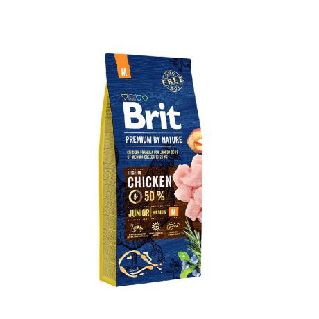 Brit Premium by Nature Junior M сухой корм для щенков средних пород до 12 месяцев с курицей
