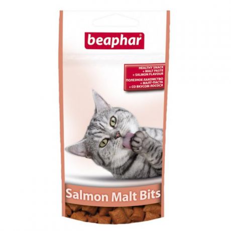 Beaphar Malt Bits Salmon лакомство-подушечки для кошек с лососем и мальт-пастой, 35г.