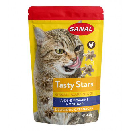 Лакомство Sanal Tasty Stars Poultry для кошек, 40гр