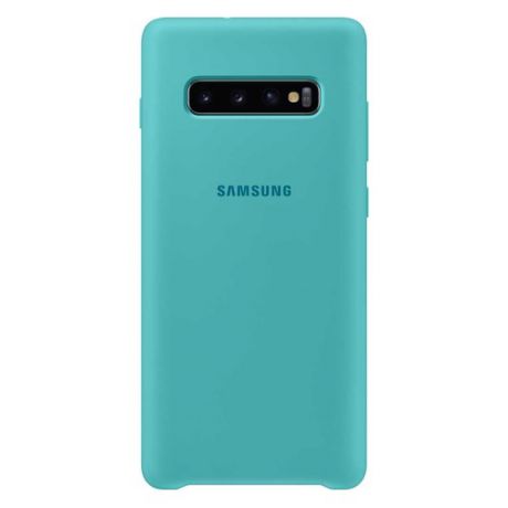 Чехол (клип-кейс) SAMSUNG Silicone Cover, для Samsung Galaxy S10+, зеленый [ef-pg975tgegru]
