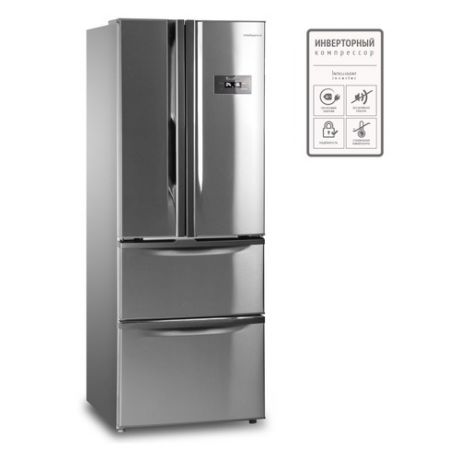 Холодильник TESLER RFD-360I, трехкамерный, нержавеющая сталь