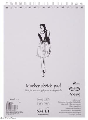 Скетчбук А5 40л Authentic Marker 100г/м2, белый, для маркеров, гелевых ручек, спираль сверху