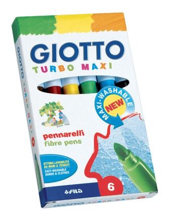 Фломастеры, GIOTTO/Джиотто Turbo Maxi, утолщенные, 6 цветов
