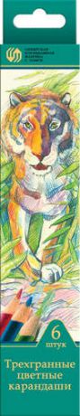 Карандаши цветные, Proff, 6цв., Сибирский Кедр. Дикие кошки трехгранные в картонной коробке