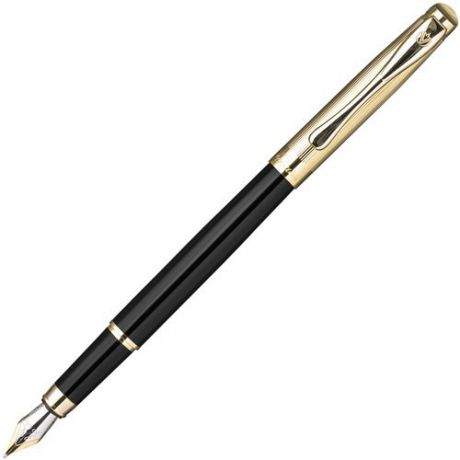 Ручка перьевая FLAVIO FERRUCCI Sindaco Gold, глянцевый черный лакирован.корпус, позолочен.детали и колпачок, синий М